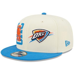 Oklahoma City Thunder New Era 2022 NBA Draft 9FIFTY Snapback Regulerbar Hat - Krem Blå